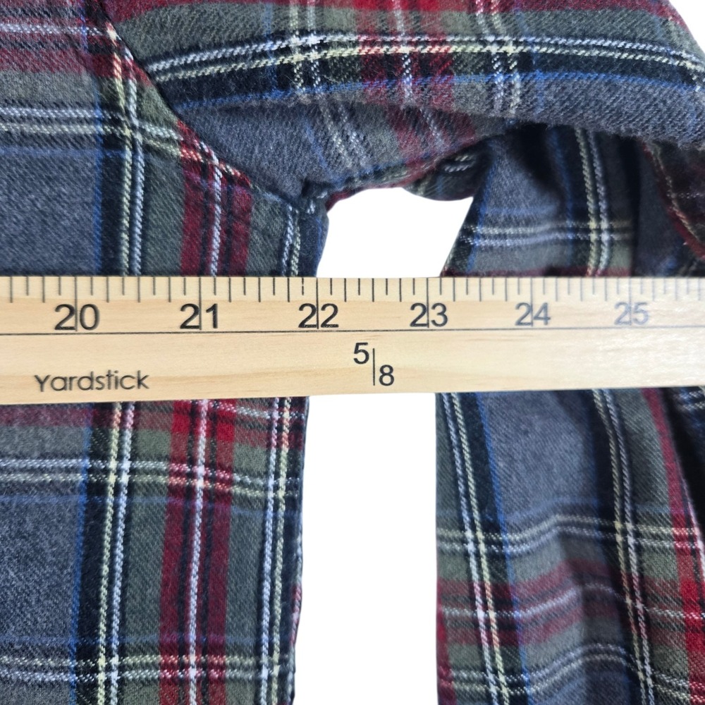 L.L.Bean Scotch Plaid Flannel Shirt Mens Medium Tall MT Gray Burgundy Plaid - Picture 5 of 7